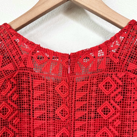 ANTHROPOLOGIE 8 MAEVE *RARE* Wine Red Prima Geo Lace Handkerchief Dress HTF - Picture 6 of 15